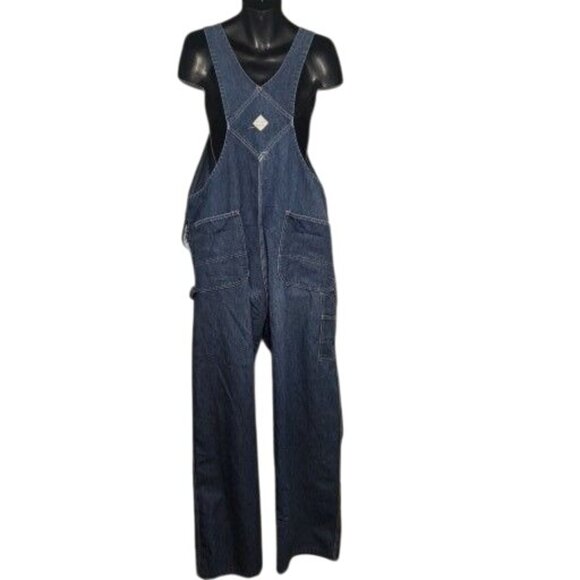 Vintage Big Mac Square Bak Overalls Men Sz XL Blue Denim Farmer Casual Workwear - Picture 2 of 12